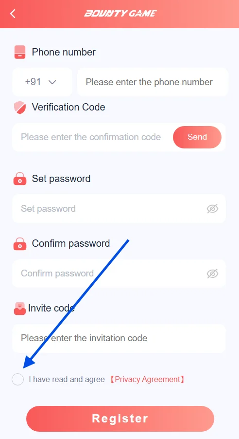 Tick the privacy agreement